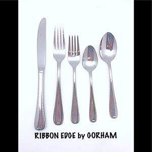 Ribbon Edge Polished Flatware by Gorham 18/8 Stainless, Place Setting/Open Stock